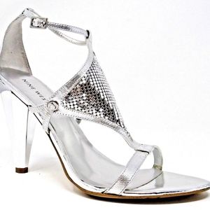 NINE WEST Silver Don't Lie Mesh High Heels 8.5M